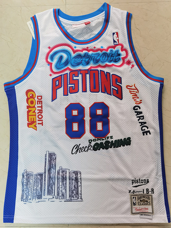 Men Detroit Pistons #88 Don white NBA jerseys Print->brooklyn nets->NBA Jersey